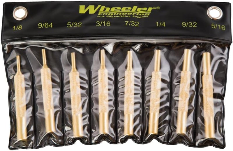 Wheeler 8-Piece Brass Punch Set in Labeled Rollup Storage Bag for Drifting Sights and Gunsmithing - Image 1